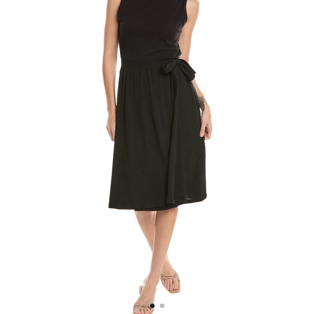 ATM Anthony Thomas Melillo Black wrap skirt Sleeveless Midi Dress